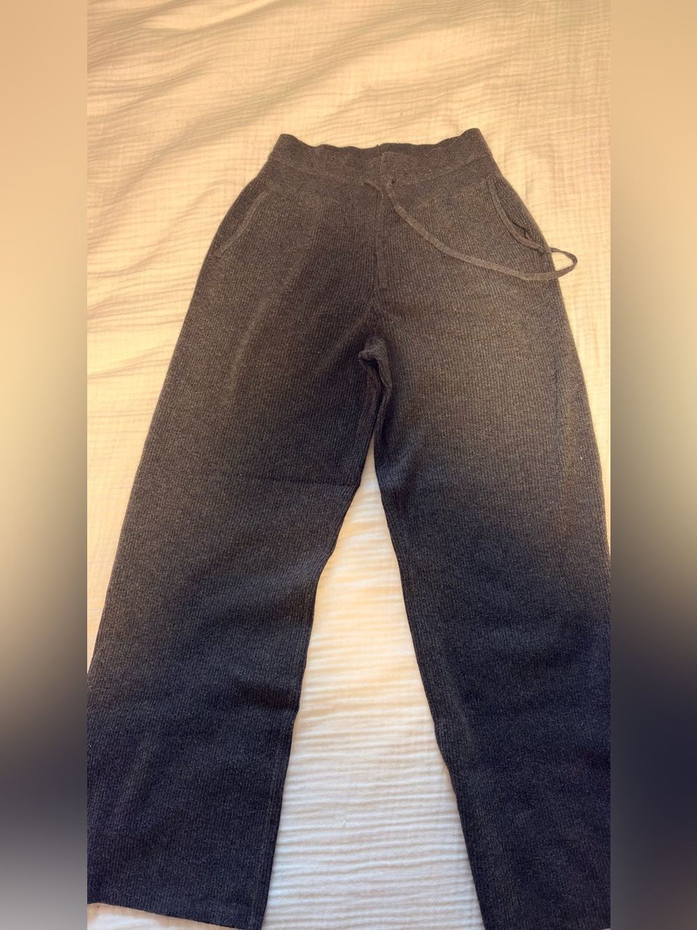 UNIQLO Cozy Dark Gray Knit Drawstring Pants